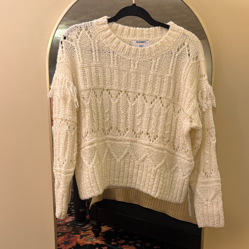 Old Navy Ivory Textured Knit Sweater